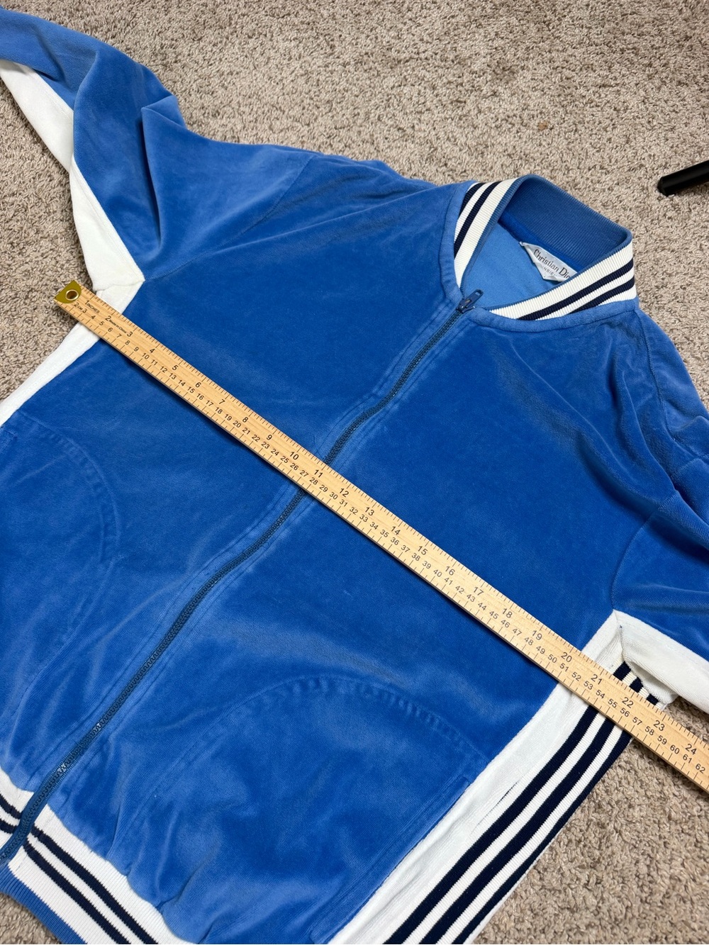 Dior Blue and White Striped Collar Zip Jacket - Picture 6 of 9